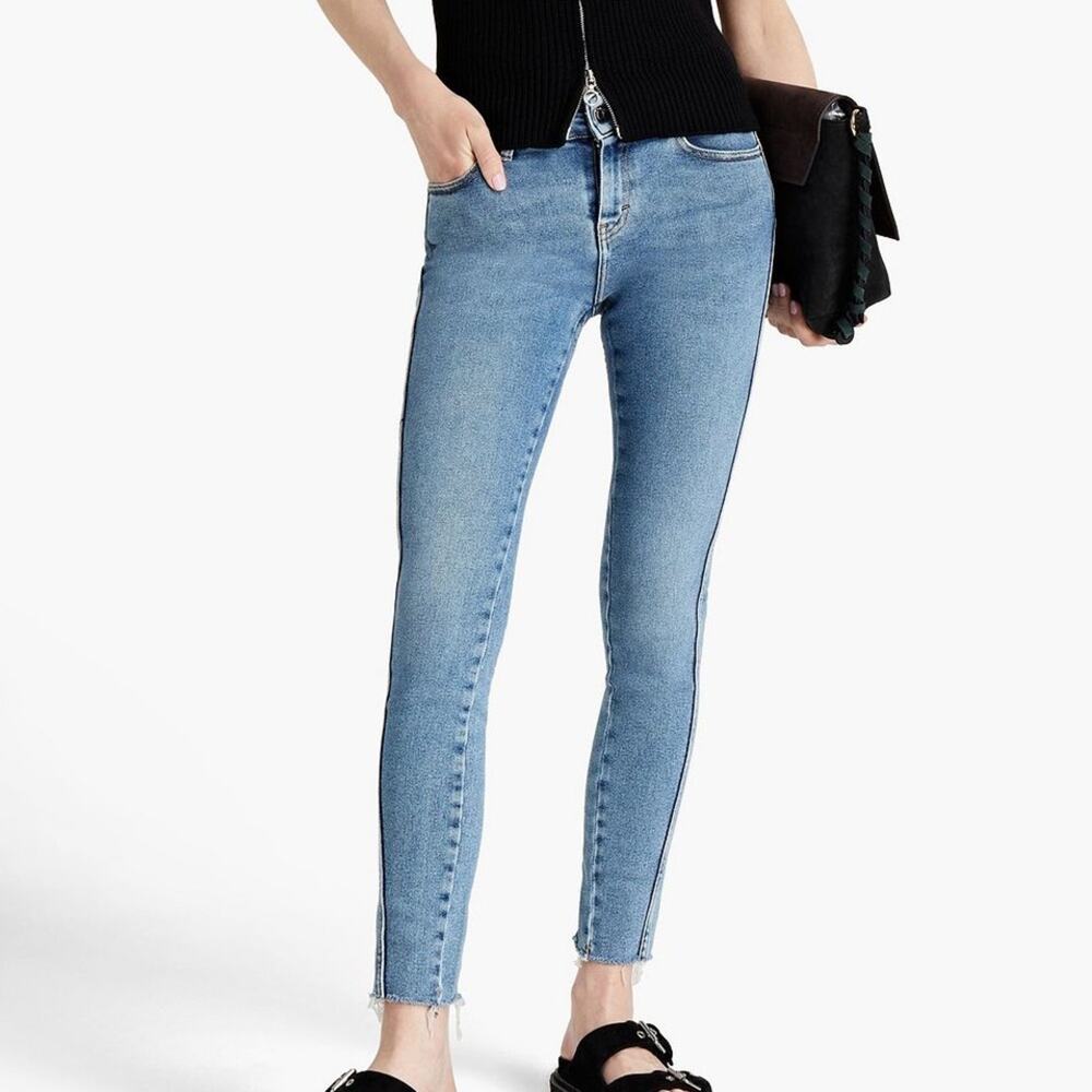 IRO Medium Wash Fragile Mid Rise Stretch Skinny Raw Hem Jeans Size 29